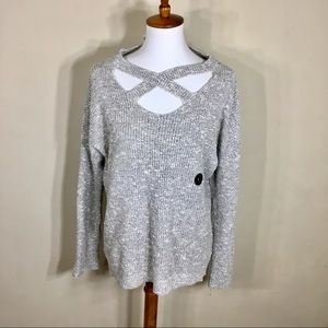 NWT Sky and Sparrow Cross Chest Knit Sweater